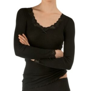 Calida Richesse Lace Long-sleeve Top Sort 36-38 Dame
