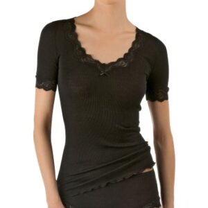 Calida Richesse Lace Short-sleeve Top Sort 36-38 Dame