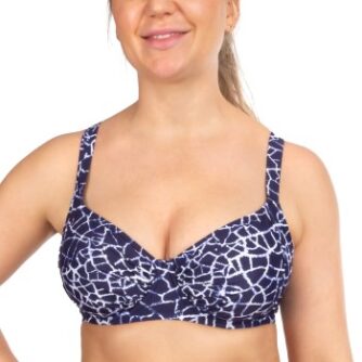 Damella Sophia Navy Crackle Underwire Bikini Bra Marine mønster polyester D 38 Dame