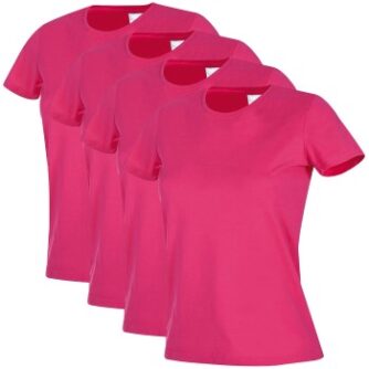 Stedman 4P Classic Women T-shirt Mørkrosa bomuld Large Dame