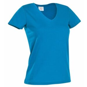 Stedman Classic V-Neck Women T-shirt Blå bomuld Large Dame