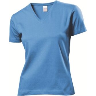 Stedman Classic V-Neck Women T-shirt Lyseblå bomuld Small Dame