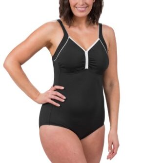 Trofe Swimsuit Prosthetic Chlorine Resistant Sort/Hvid polyester B 38 Dame