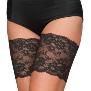 Trofe Thigh Lace Strømpebukser Sort polyamid Large Dame