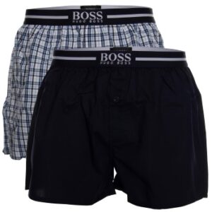 BOSS Woven Boxer Shorts With Fly 2P Mørkblå bomuld Small Herre