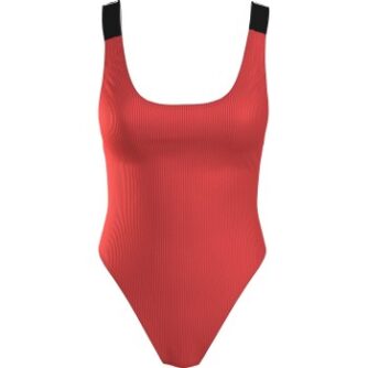 Calvin Klein Intense Power Rib Scoop Plus Swimsuit Koral polyamid XL+ Dame