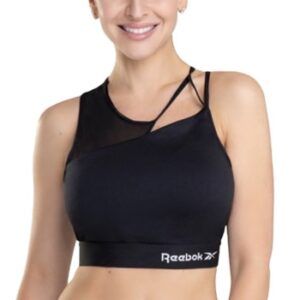 Reebok Bh Alura Cut Out Crop Top Sort polyester Large Dame