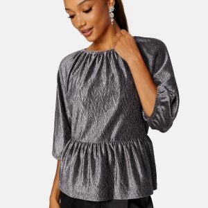 Happy Holly Perline puff sleeve top Silver 32/34