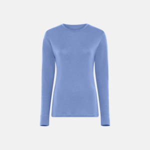 Langærmet t-shirt | 100% merino uld | blå