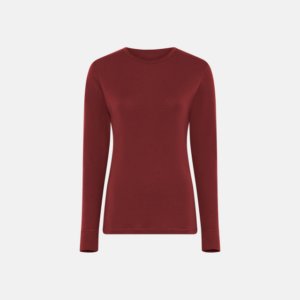 Langærmet t-shirt | 100% merino uld | rød