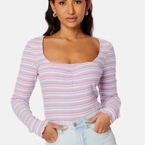 BUBBLEROOM Selda ls striped top Blue / Pink / Striped M