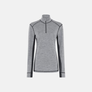 Langærmet undertrøje med lynlås | 100% merino uld | grå