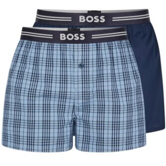 BOSS EW Boxer Shorts 2P Lyseblå/Ternet bomuld Large Herre