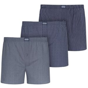 Jockey 3P Woven Soft Poplin Boxer Shorts Marineblå bomuld Large Herre