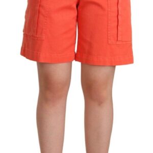 Orange Bomuld High Waist Cargo Casual Shorts