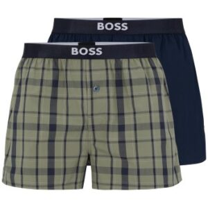 BOSS 2P Patterned Cotton Boxer Shorts EW Blå/Grøn bomuld Large Herre