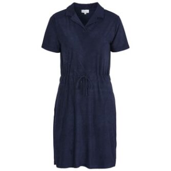 Damella Bamboo Stretchterry Short Sleeve Dress Marineblå Small Dame