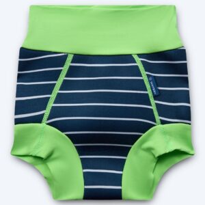 Watery blebadebukser til børn - Neoprene Swim Nappy - Green Stripes