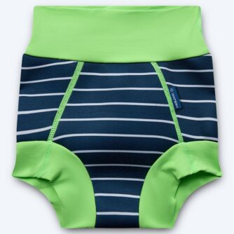 Watery blebadebukser til børn - Neoprene Swim Nappy - Green Stripes