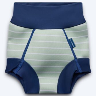 Watery blebadebukser til børn - Neoprene Swim Nappy - Nordic Green Stripes