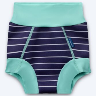 Watery blebadebukser til børn - Neoprene Swim Nappy - Turquoise Stripes