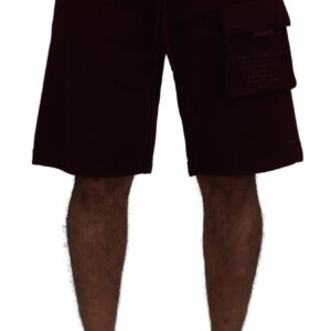 Dolce & Gabbana Maroon Bermuda Cargo Men Shorts