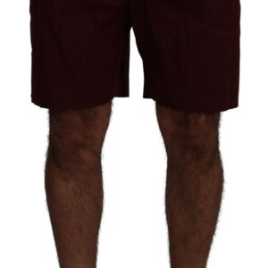 Dolce & Gabbana Maroon Cotton Bermuda Casual Shorts