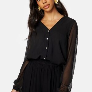 ONLY Luna L/S V-Neck Top Black L