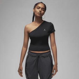 Asymmetrisk Jordan Sport-top med korte ærmer til kvinder - sort