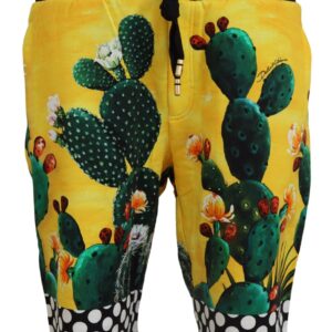 Dolce & Gabbana Multicolor Cactus Print Cotton Sweat Shorts