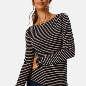 VERO MODA Fiona LS Boatneck Top Navy Blazer Stripes: S