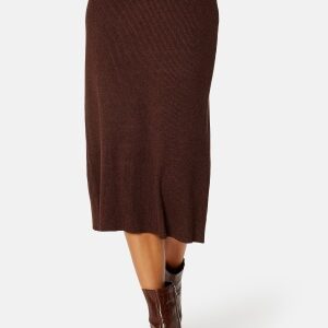 VILA Comfy A-Line Knit Skirt Shaved Chocolate Det L