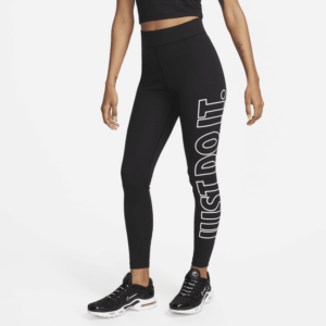 Højtaljede Nike Sportswear Classics-leggings til kvinder - sort