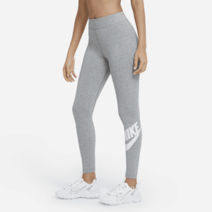 Nike Sportswear Essential-leggings med høj talje og logo til kvinder - grå