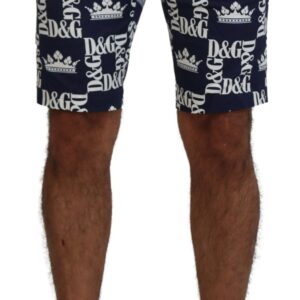 Dolce & Gabbana Blue Logo Print Cotton Chinos Shorts