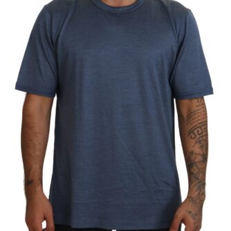 Dolce & Gabbana Blue Silk Men Short Sleeve Tops T-shirt