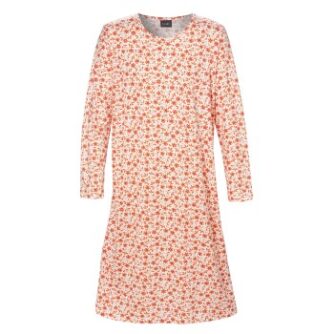 Trofe Bamboo Long Sleeve Dress Orange mønster Large Dame