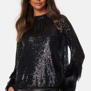 Y.A.S Flow Sequin LS Top Black AOP:W. Black F S