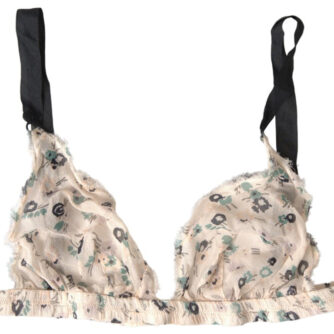 Beige Floral Underwear Bikini Bra