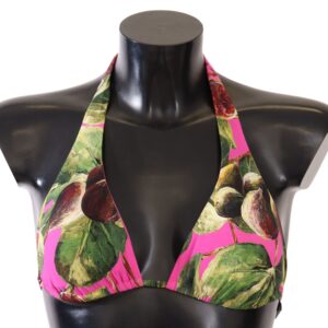 Dolce & Gabbana Pink Printed Nylon Swimsuit Bikini Top Swimwear