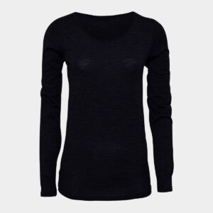 Sort basic langærmet t-shirt til dame i uld/bambus fra JBS of Denmark, XL