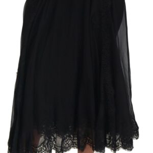 Dolce & Gabbana Black Silk Lace Trim High Waist Midi Skirt