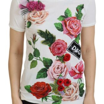 Dolce & Gabbana Hvid Rose DG Logo Bluse