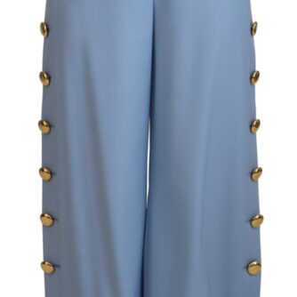 Dolce & Gabbana Light Blue Button Wide Leg Pants