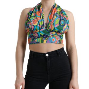 Dolce & Gabbana Multicolor Halter Sleeveless Cropped Tank Top