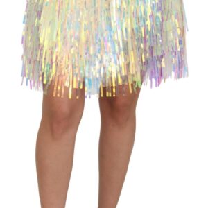 Dolce & Gabbana Multifarver Iridescent Fringed Tulle Skirt