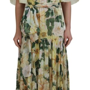 Dolce & Gabbana Multifarver Silke Floral Maxi Kjole