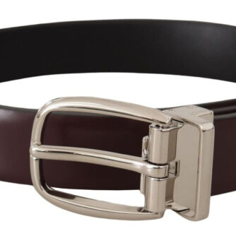 Dolce & Gabbana Solid Brun Leather Silver Metal Belt