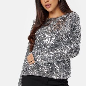 VILA Vimagga L/S Sequins Top Silver Detail:SILVER S