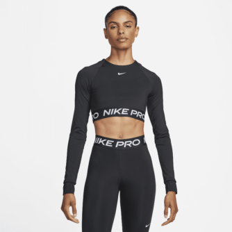 Kort Nike Pro 365 Dri-FIT-top med lange ærmer til kvinder - sort
